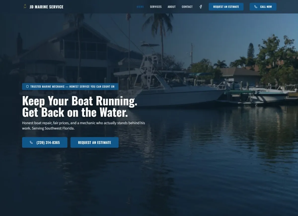 JD Marine Service website preview