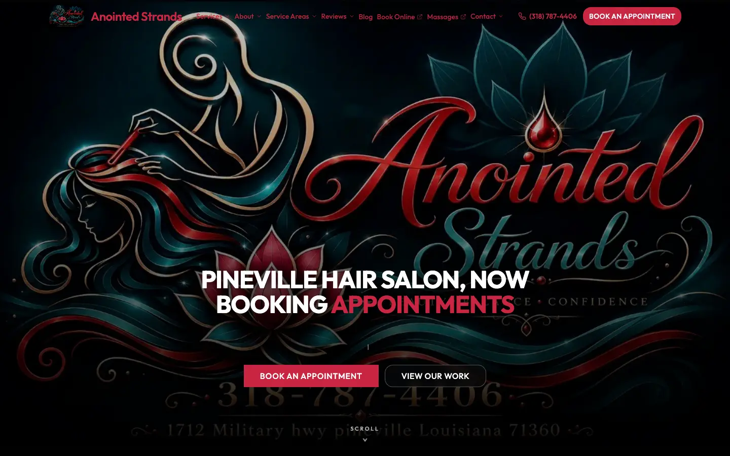 Anointed Strands website, desktop view