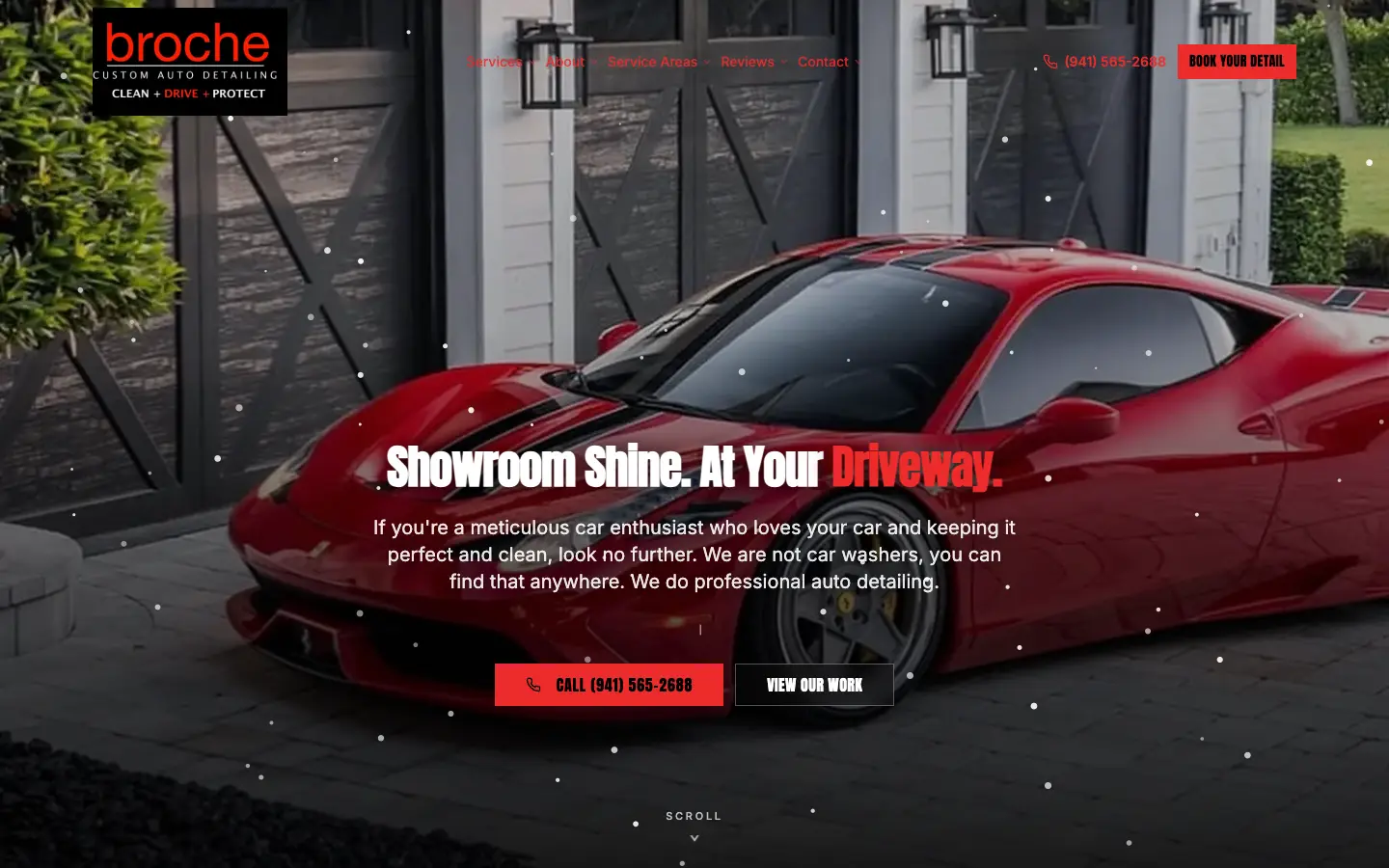Broche Custom Auto Detailing website, desktop view