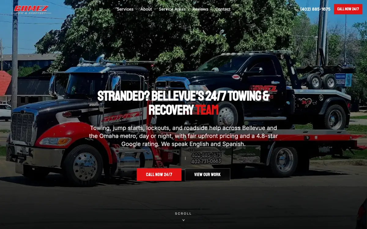 Gomez Towing & Recovery website preview