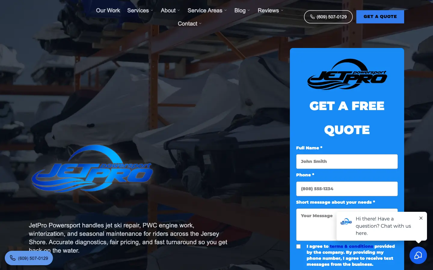 JetPro Powersport website, desktop view