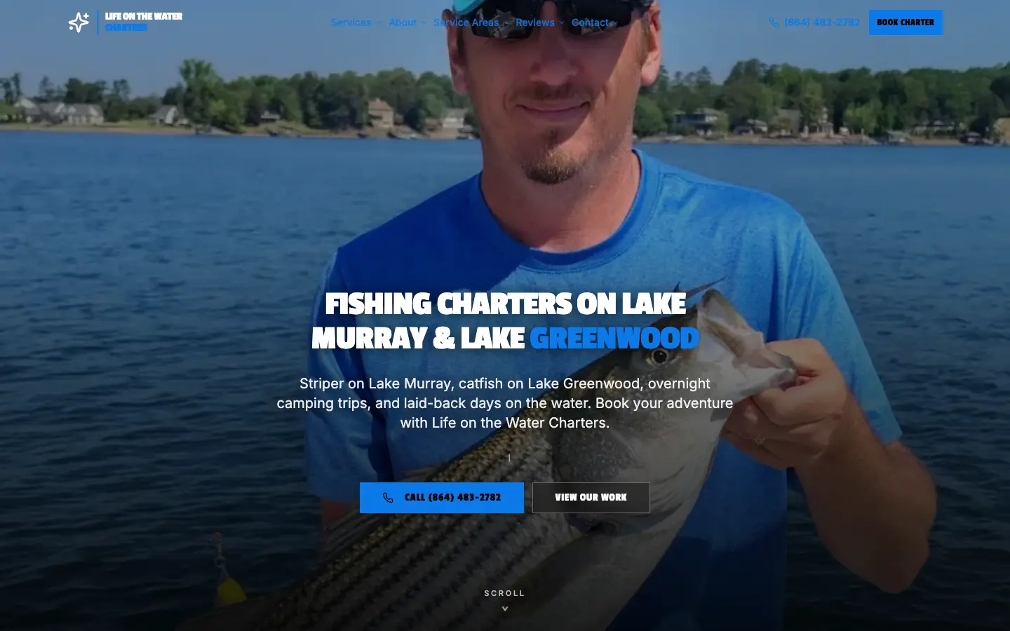 Life on the Water Charters website, desktop view