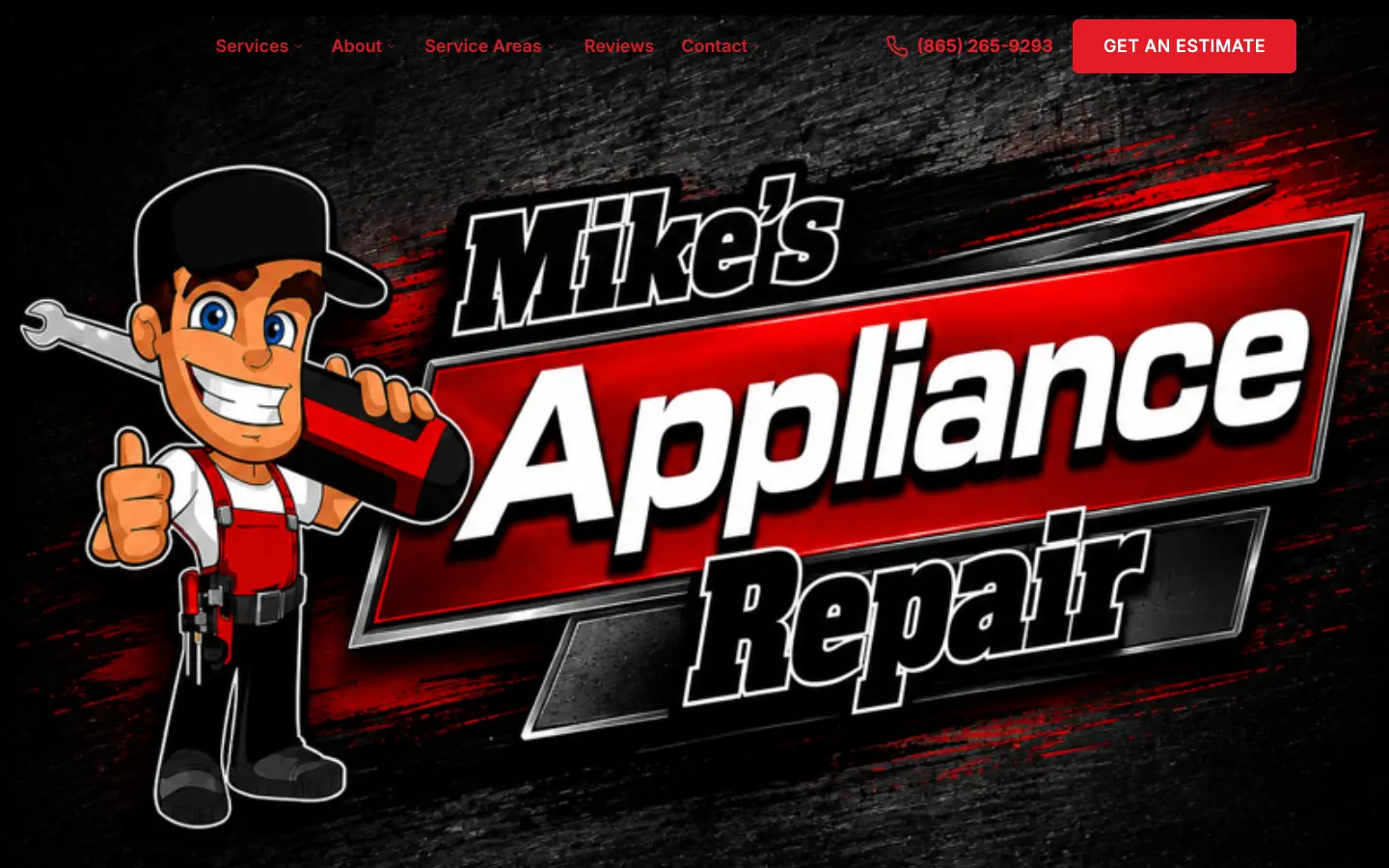 Mike's Appliance Repair website, desktop view