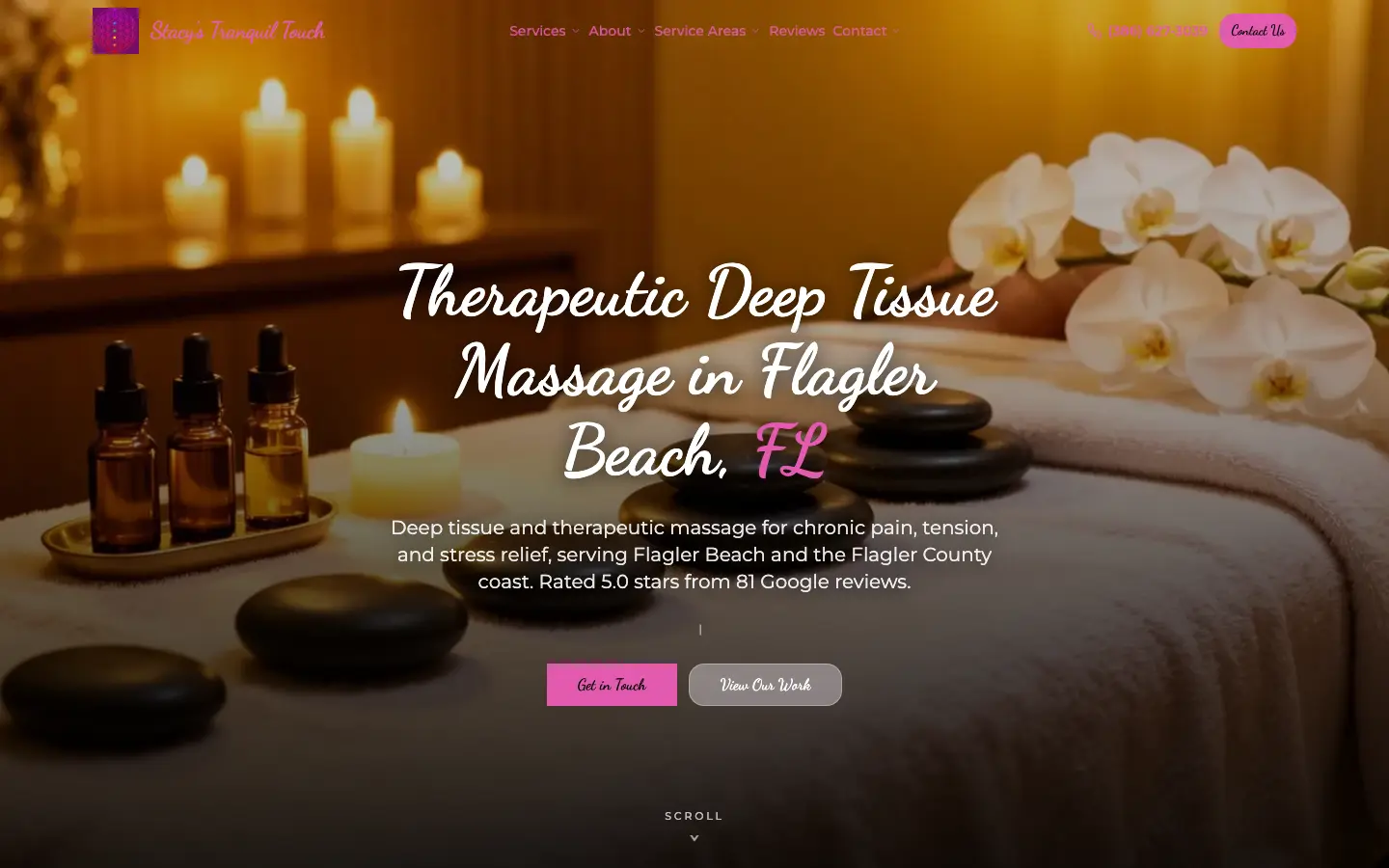Stacy's Tranquil Touch website, desktop view