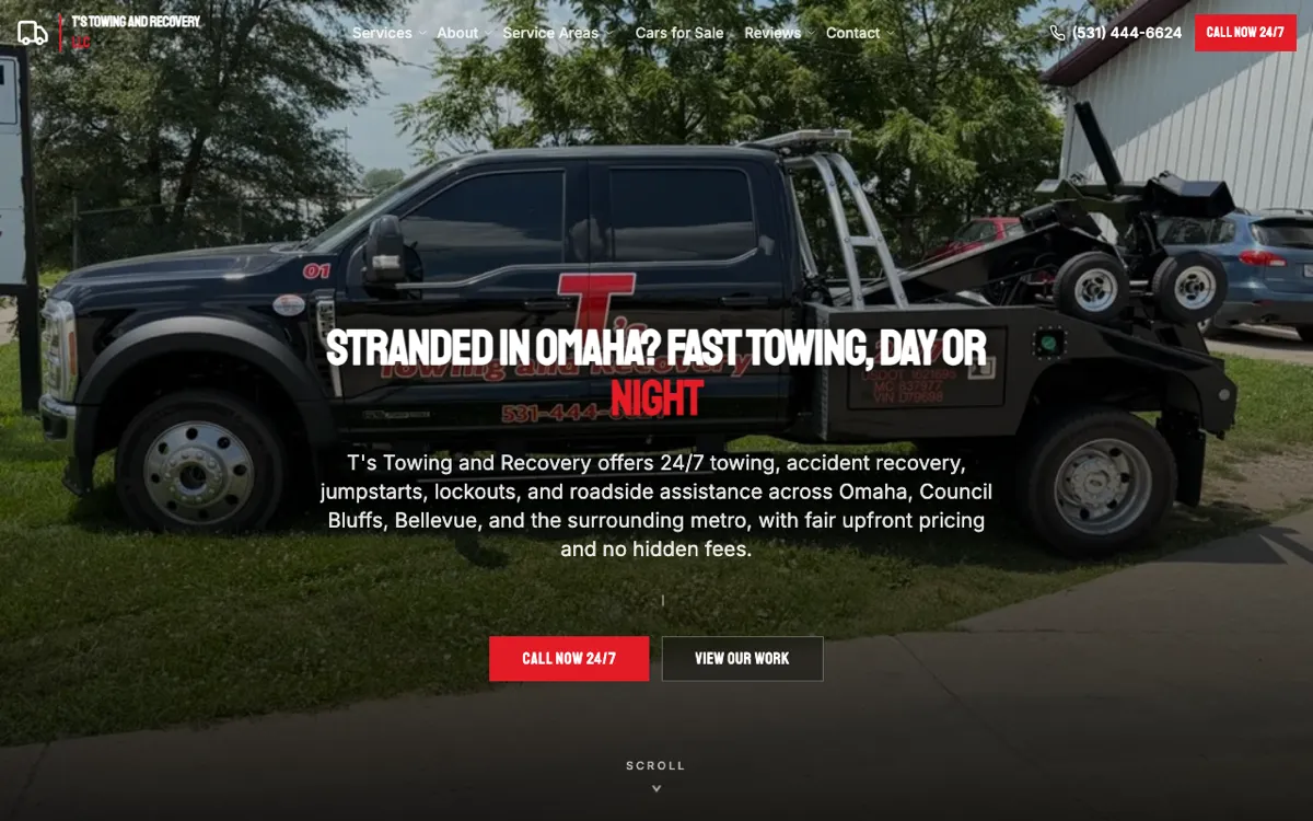 TS Towing & Recovery website preview