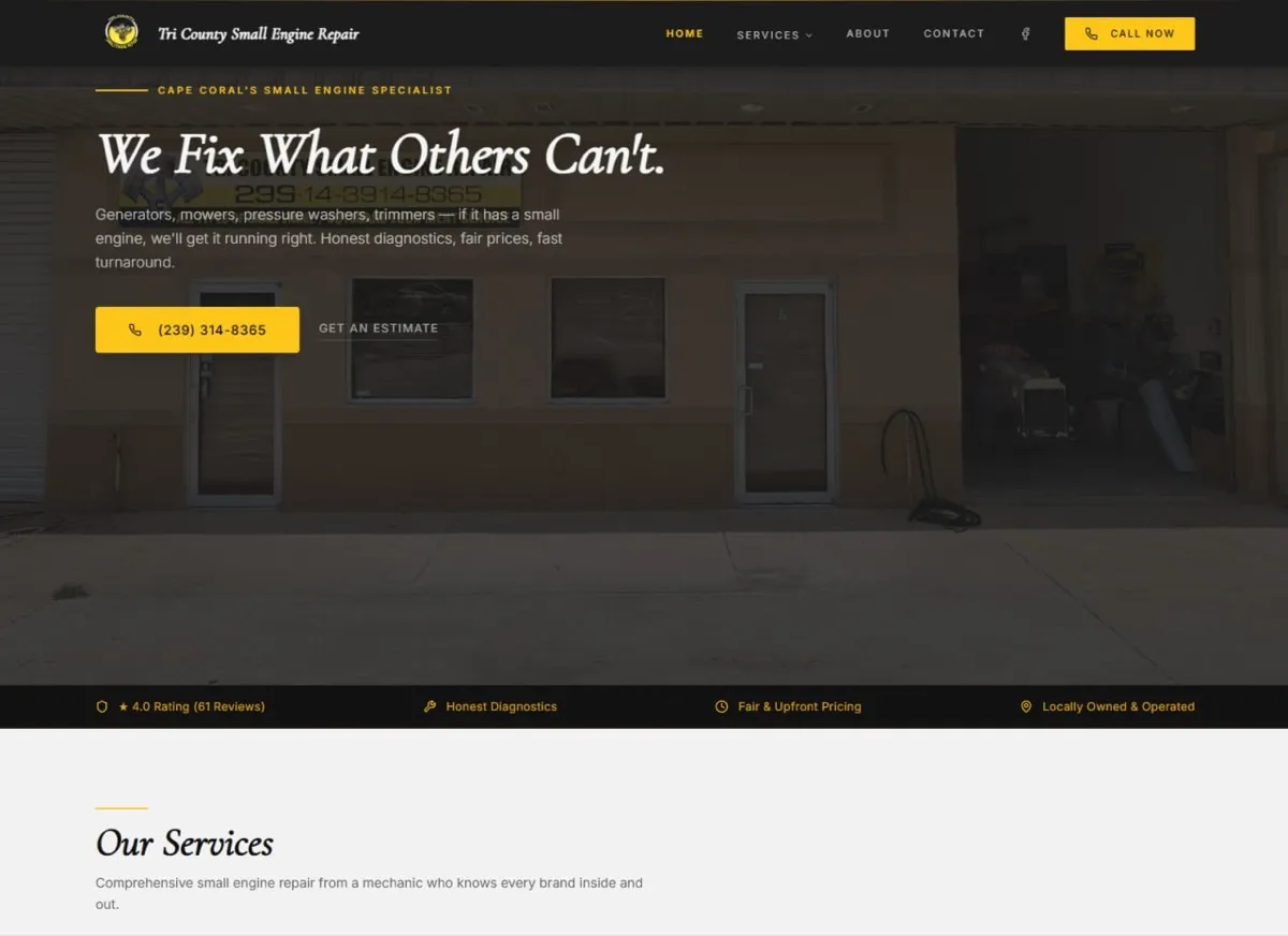 TC Engine Repair website preview